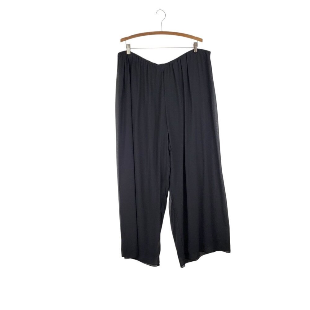 Alex Evenings Womens Black Chiffon Palazzo Pants Wide Leg Pull-On Formal 3X